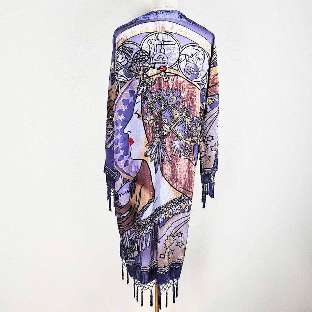 Y2K Sheer Beaded Burnout Velvet Fairygoth Kimono